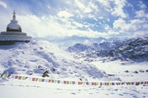 Shanti Stupa and Prayer Flags Shanti Stupa and Prayer Flags