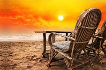 The Orange Sunset Sky and Ocean in Goa The Orange Sunset Sky and Ocean in Goa
