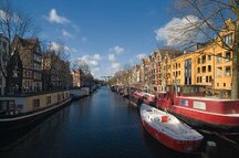 A canal in Amsterdam A canal in Amsterdam