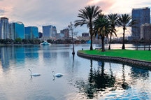 Orlando sunset over Lake Eola Orlando sunset over Lake Eola