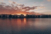 Evening sunset view of Copenhagen, Denmark Evening sunset view of Copenhagen, Denmark